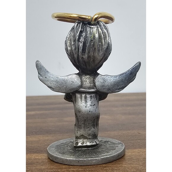 Vtg Genuine Fine Pewter Angel Of The Month Birthstone March Mini Trinket 1.5" - Picture 3 of 9